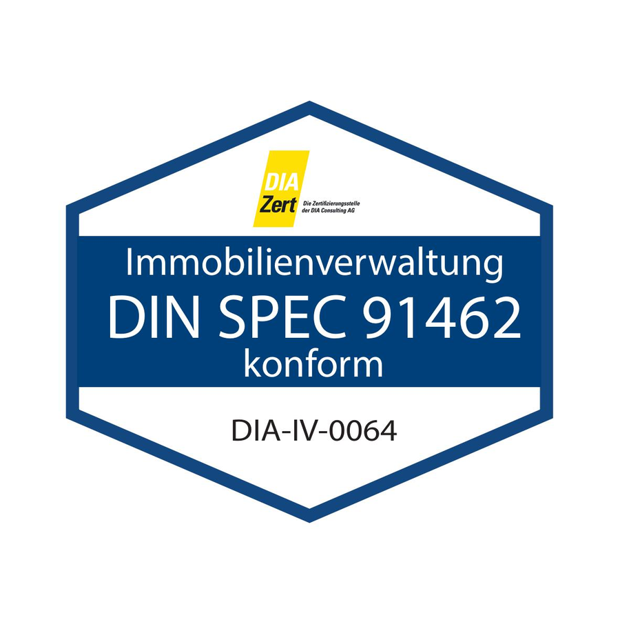 DIAZert-Siegel: Immobilienverwaltung DIN SPEC 91462 konform, Nr. DIA-IV-0064